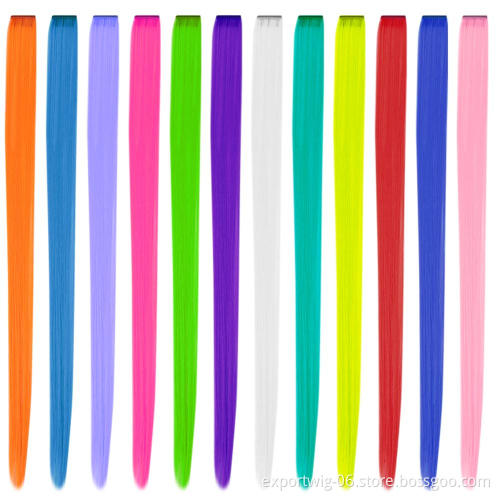 Clip Hair Synthetic Fiber Hair Extensions Hair Streaks Jewelry Clip Ponytails Long And Straight For Girls In Festival Party